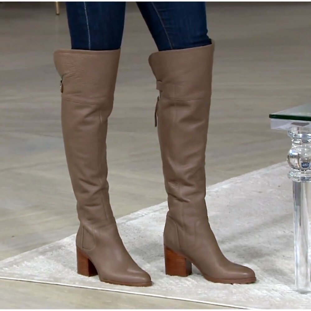 Franco Sarto “Ollie” Taupe Leather Over the Knee Boots U.S. Size 7M